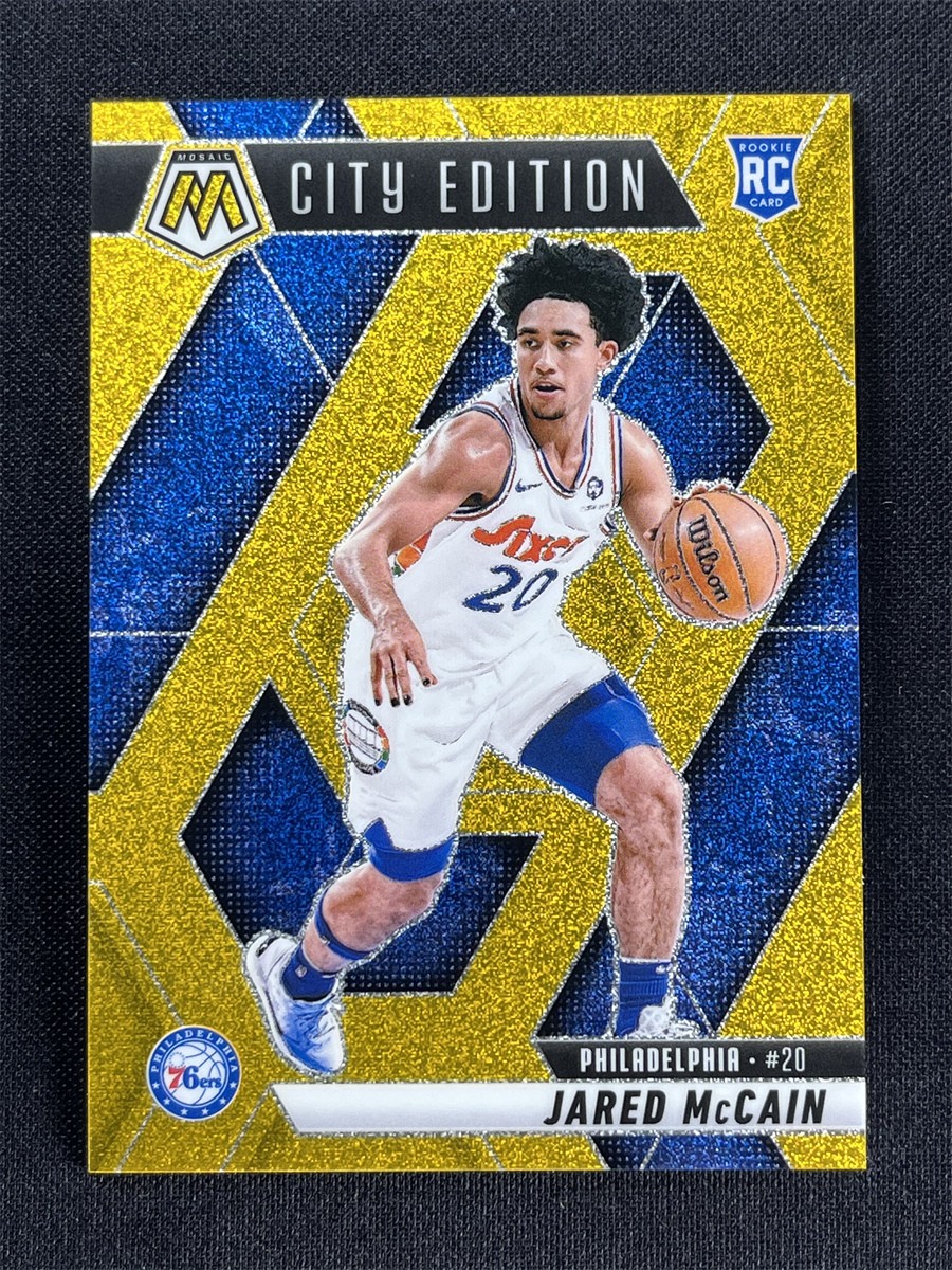 2024-25 Panini Mosaic Jared Mccain #277 Gold Glitter Prizm City Edition RC /5