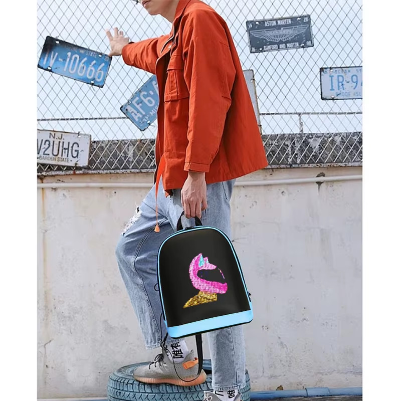 School Backpack Led Screen Cell Phone Programming DIY Pattern Lightweight Hard C image 6