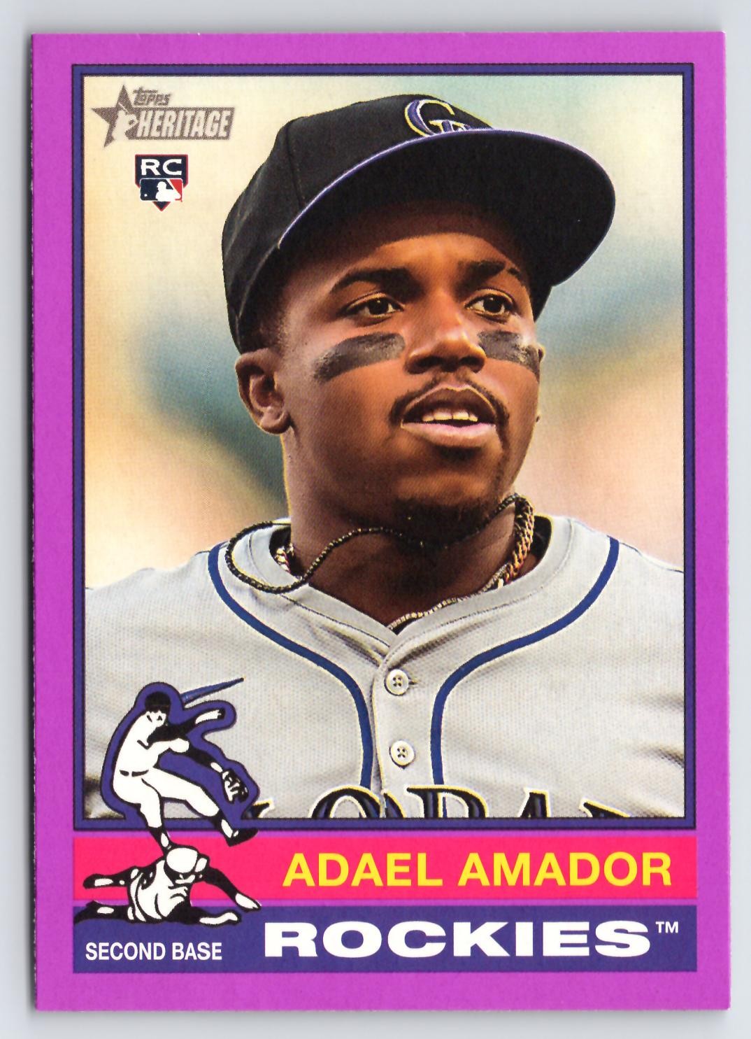 Adael Amador Rookie 2025 Topps Heritage Light Purple Border #61 Colorado Rockies
