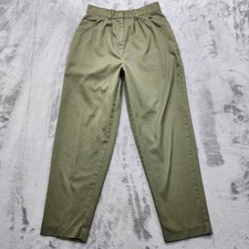 Vintage Cristina's Pants Womens 9/10 Green Pleated High Waist Tapered Ankle Crop