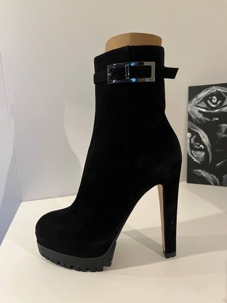 Women Sergio Rossi Ankle Boots Black Suede 36