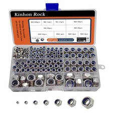 401pcs Metric Nylon Insert Lock Nuts Assortment Set DIN 985 304 Stainless Ste...