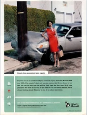 2003 Liberty Mutual Car Insurance Vintage Print Ad Woman Driver Taurus Wall Art