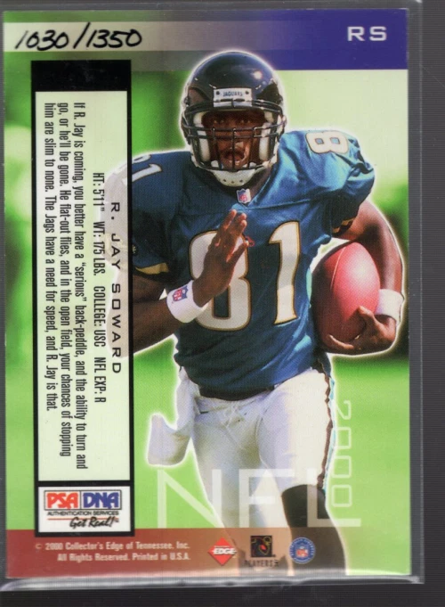 B6818- 2000 Collector's Edge T3 Rookie Ink #RS R.Jay Soward Silver Auto /1350 - Image 2 of 2