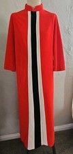VTG JC PENNEY Women 12 Red Dacron Fleece 3/4 Zip Long Robe