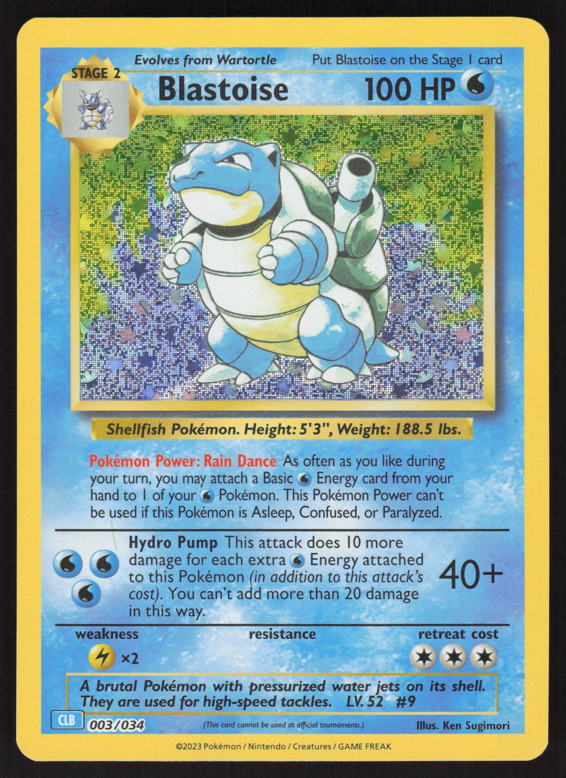 Pokemon Blastoise Classic Collection 003/034 Trading Card Game Classic Holofo...