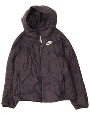 Nike Womens Hooded Padded Jacket UK 14 Medium Black Polyester DP24