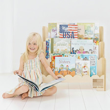 Wooden Kids Bookshelf W/Scalloped Edges- Made in USA- Perfect Height 3-Tier Mont