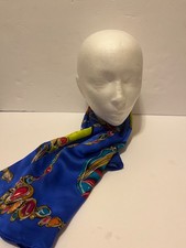 Vintage Anne Klein Silk Scarf Signature Japan Multi Color Hand Jewelry