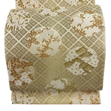 Japanese Kimono Fukuro obi Excellent item Flowers flowers diamonds gold thread