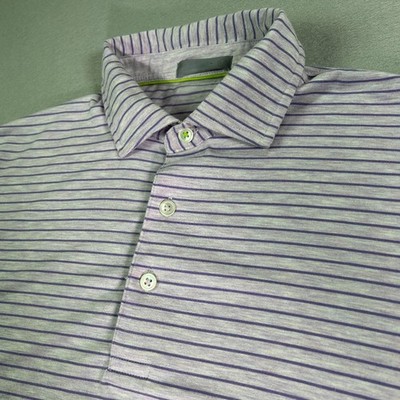 Tasc Performance Mens Shirt Medium Purpl Stripe Cloud Lightweight Polo Short Slv