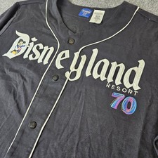 Disneyland 70th Anniversary Baseball Jersey Size XL Black Embroidered