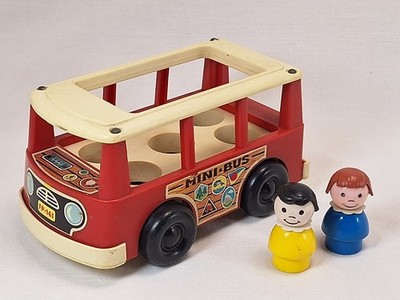 Fisher Price Mini Bus Little People 1969 mit 2 Figuren 