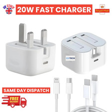 For iPhone 17 16 15 14 13 12 Pro Max X Fast 20W USB-C PD Plug Charger and Cable