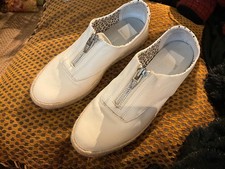 Dolce Vita Trae Women's White Leather Front Zip Espadrille Sneaker Size 8.5 NEW