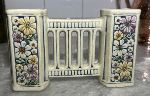 Early Weller Pottery Pattern Florala Double Bud Vase, 1915 - 1920