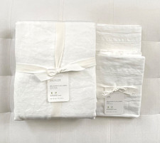 Pottery Barn BELGIAN FLAX LINEN Duvet Cover King/Cal King King Shams White NWT