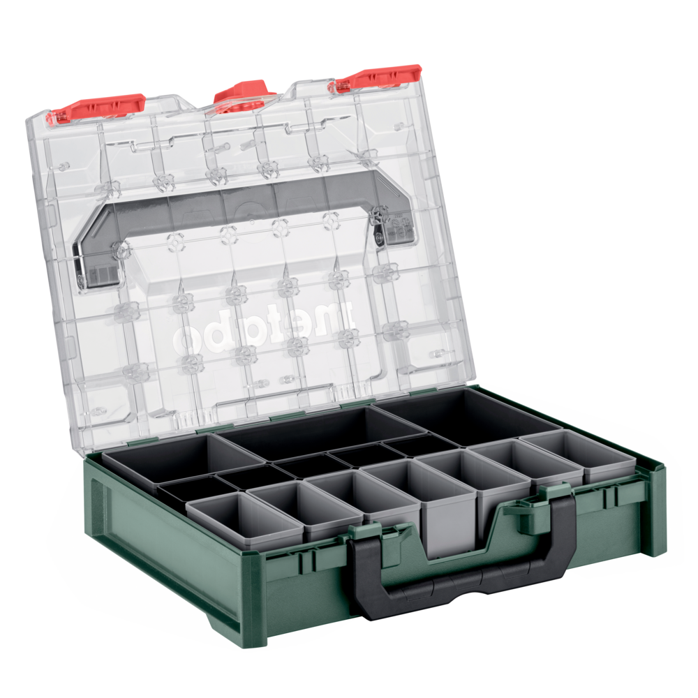 Metabo metaBOX 100 S Organizer, 396 x 296 x 100 mm, 15 Insert Boxes - 626979000