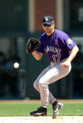 Todd Helton Colorado Rockies goes down to field a ground ball v th- Old Photo 1