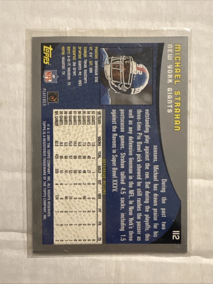 2001 Topps - Michael Strahan #112 - Image 2 of 2