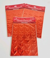 Vintage 1989 Hallmark Valentine Red Heart Foil 288 Stickers 3 Packs 12 Sheets