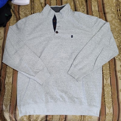 IZOD Saltwater 1/4 Button Sweater Sweatshirt Fleece Pullover Mens Gray Size: XL 
