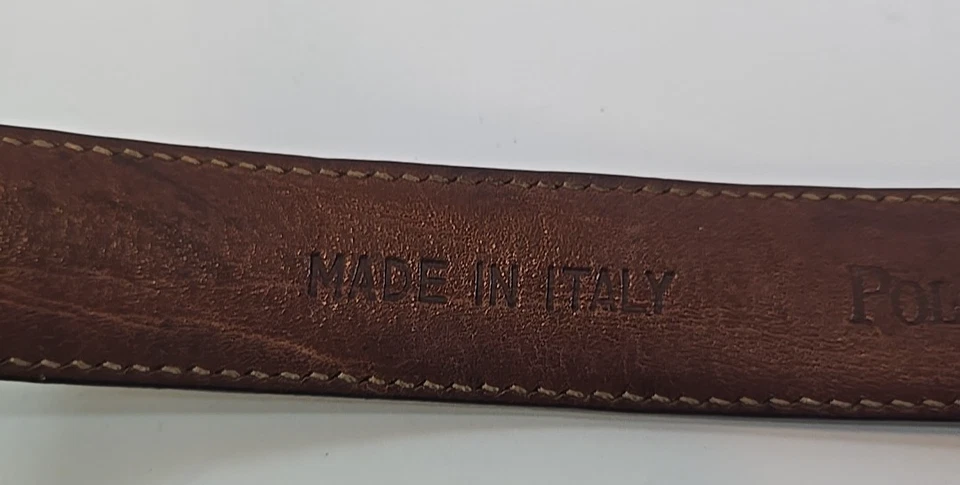 Cinturón de vestir Polo Ralph Lauren unisex 36" de cuero negro hebilla de plata de ley Foto 3 de 4