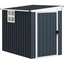 Outsunny 4 x 6ft Lean to Garden Storage Shed with Window, Dark Grey