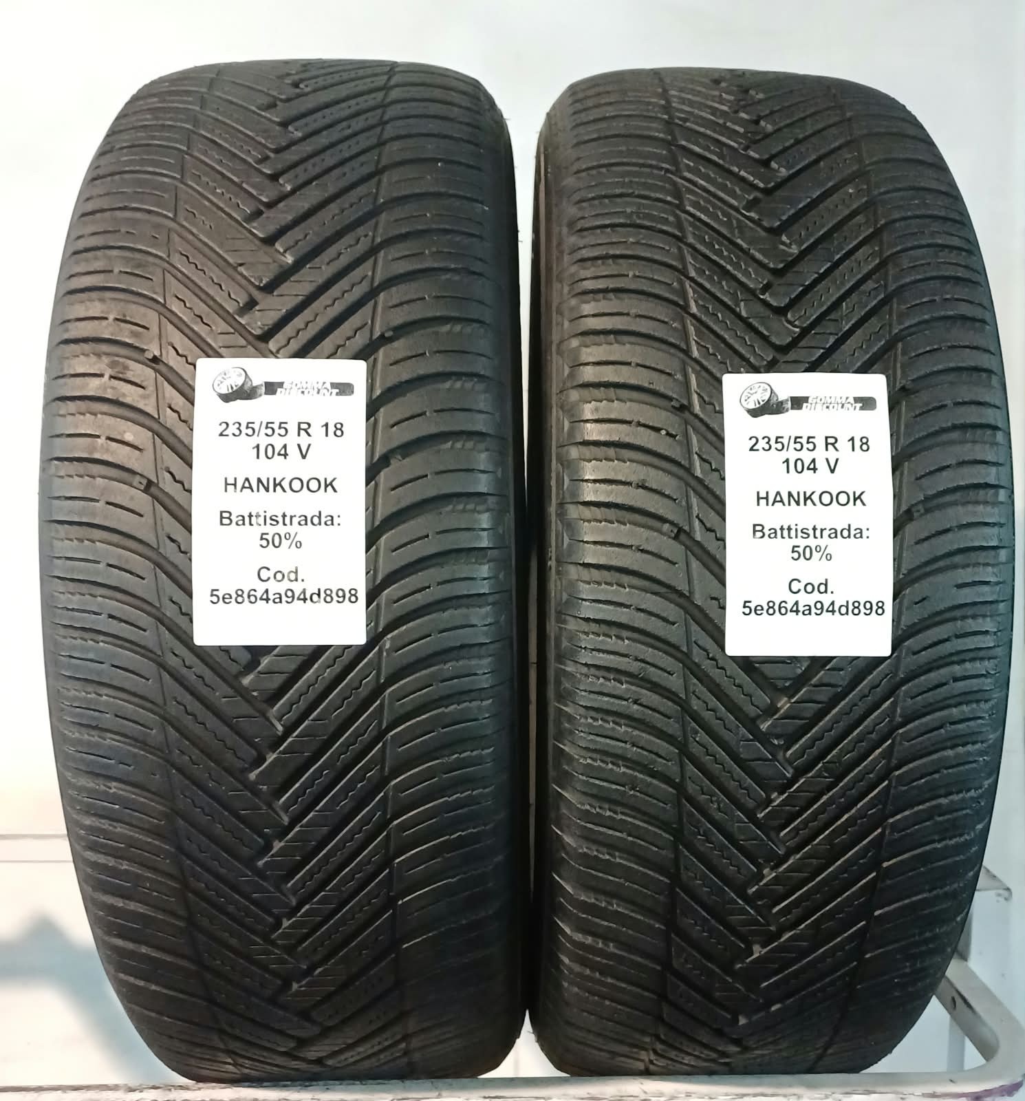 PNEUMATICI USATI PEZZI 2 HANKOOK KINERGY 4S2 X 235/55 R18 104V 4 STAGIONI