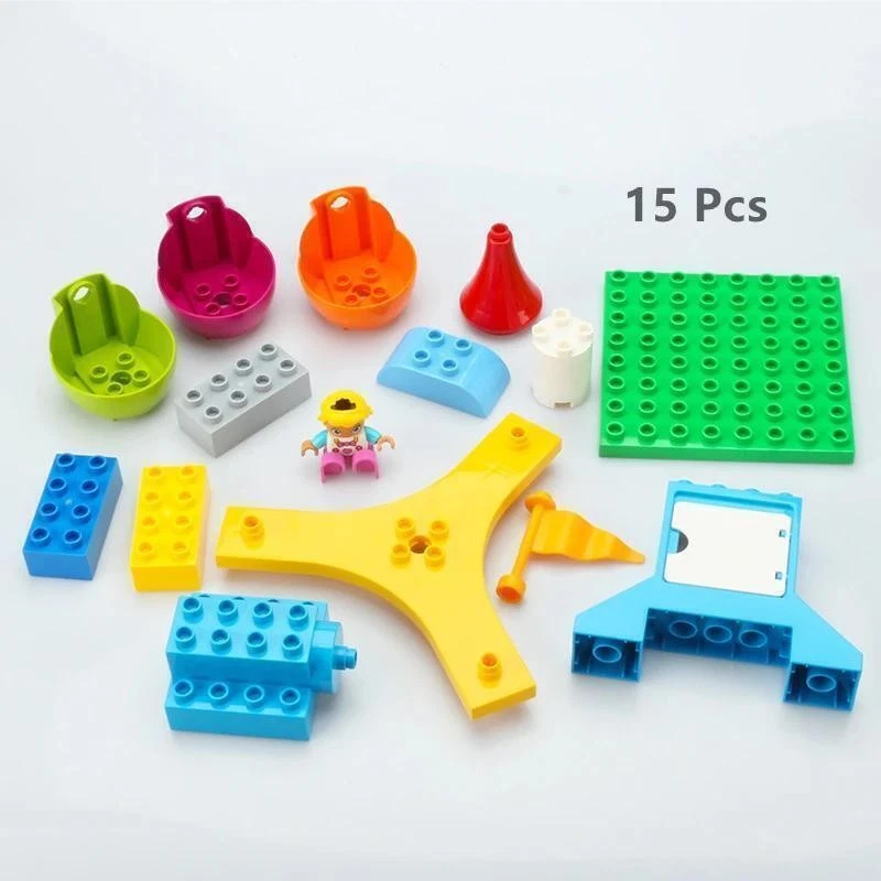 Nuevo divertido parque de atracciones noria coche de carreras base de construcción verde para Lego Duplo Foto 4 de 4