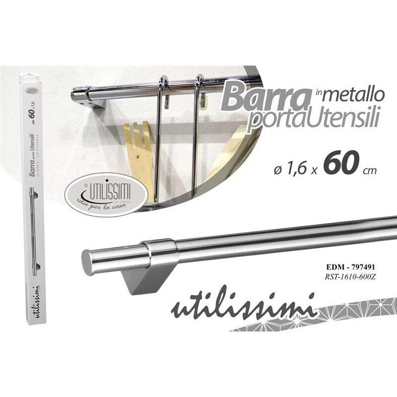 BARRA IN METALLO PORTAUTENSILI PER CUCINA 1.6X60 CM