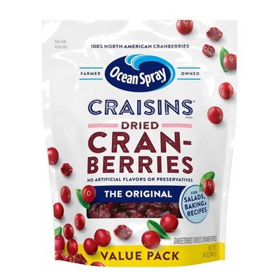 Resealable Pouch of Craisins,  Flavor, 24 oz x 8