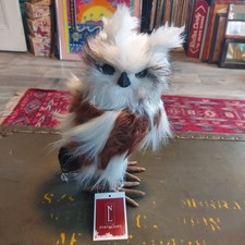 Northlight 12 Inch White and Brown Faux Fur Standing Owl Figurine Holiday Decor