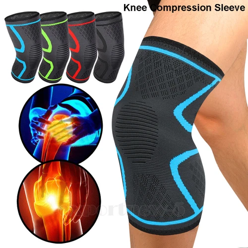 Elastic Knee Sleeve Support Brace for Joint Pain Injury Sprain Knee Cap Compress - Picture 1 of 66