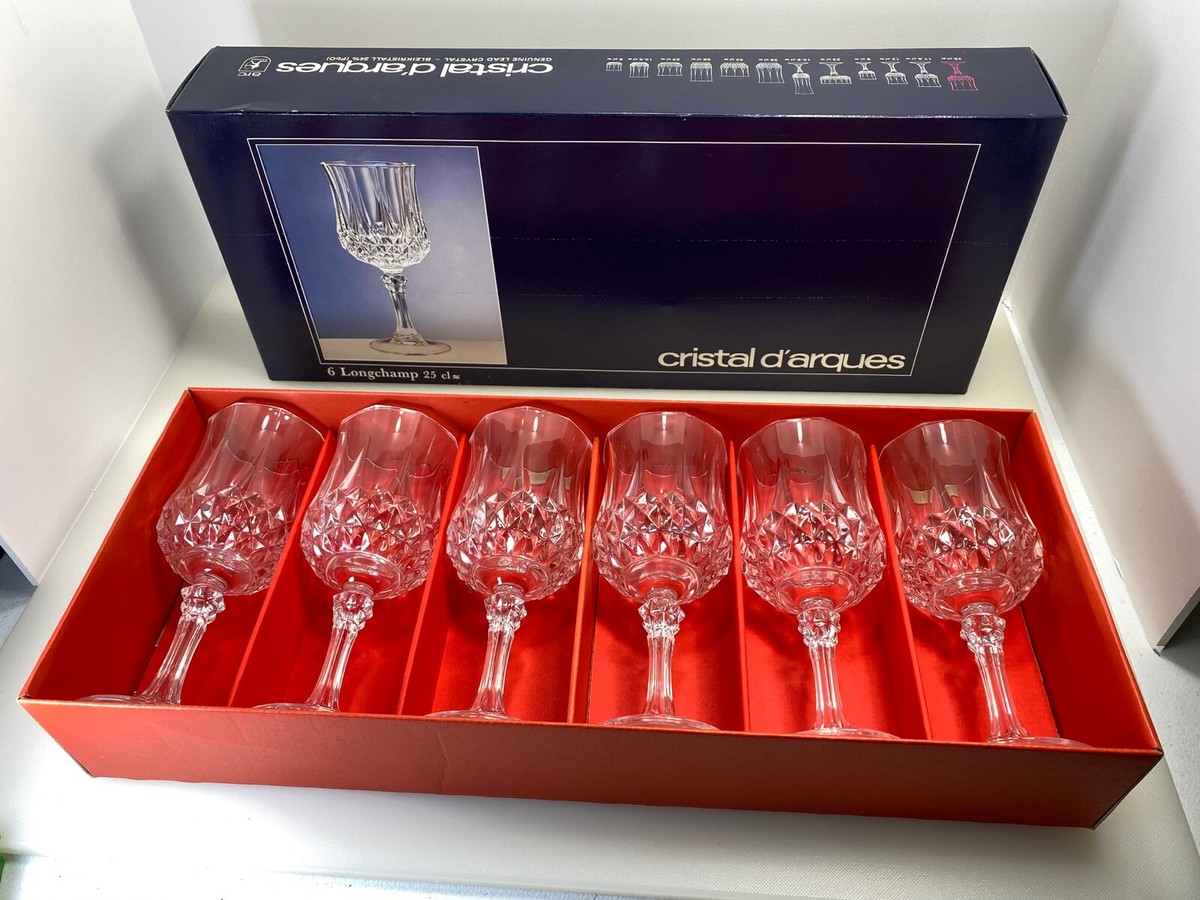 Cristal d'arques Genuine Lead Crystal SIX (6) Longchamp 25 cl Wine