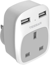 UK to US Plug Adapter TESSAN UK Plug Adapter with AC Outlet 2 USB Ports UK Power
