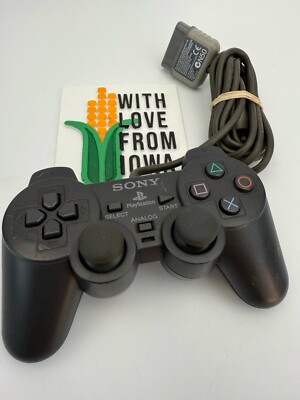 Official Sony Playstation 1 2 PS1 PS2 Dual Analog Controller Dark Gray SCPH-1200