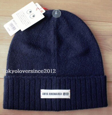 UNIQLO x ANYA HINDMARCH Cashmere Knit Beanie Navy Blue New from
