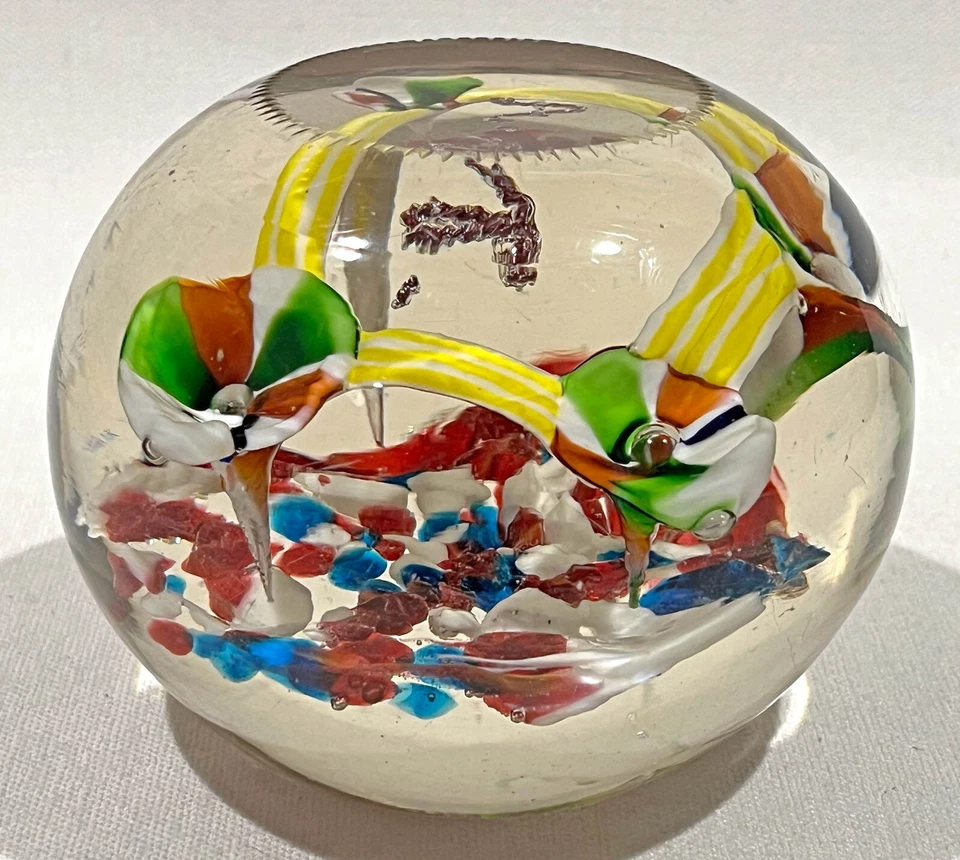 19th C Large Magnum Floral Lampwork Custom Paperweight with Initials Monogram - Image 4 of 4