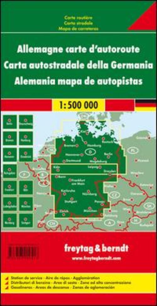 Deutschland Autobahnkarte 1 : 500 000 | Tankstellen, Rastanlagen,