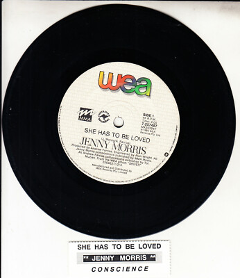JENNY MORRIS  She Has To Be Loved 7'' 45 rpm vinyl record + juke box title strip