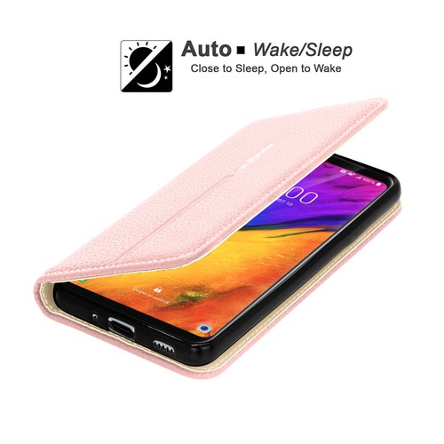 Für LG V30/35 ThinQ Lederhülle mit Ständer + 2 Kartensteckplätze magnetisch geschlossen Abdeckung - Bild 11 von 21