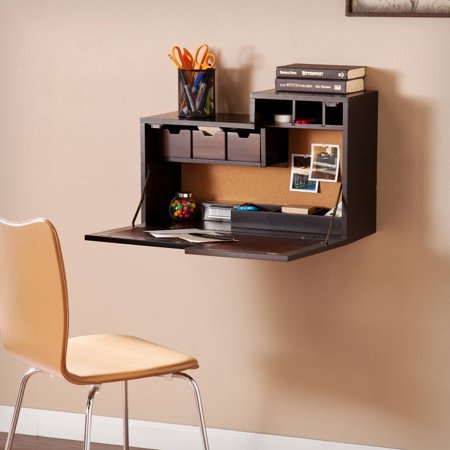 Southern Enterprises Dover Fold Away Wall Mount Desk Black With