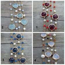 44" White Round Freshwater Pearl Crystal Glass Necklace