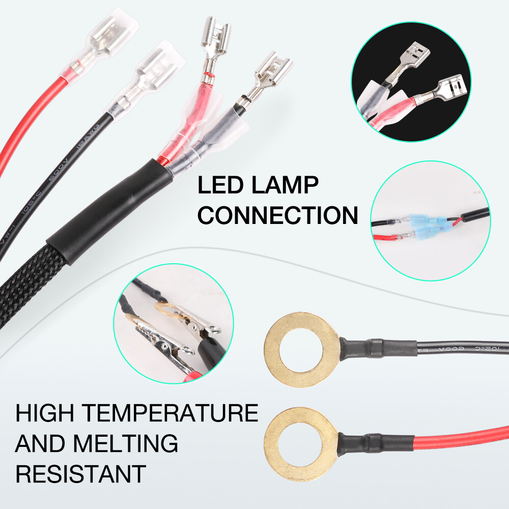 2-Lead Wiring Harness Kit Dual ON-OFF Switch Relay Fuse LED Work Light Pods Bar - Foto 10