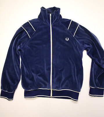 Vintage Fred Perry Velour Track Jacket Mens M Blue Zip USA Vintage Fred Perry Velour Track Jacket Mens M Blue Zip USA