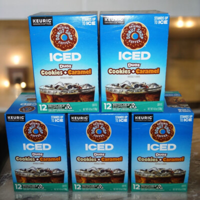 Original Donut Shop 60p Lot Iced Duos Cookies+Caramel K-Cups BB 7-19-25 (x60)