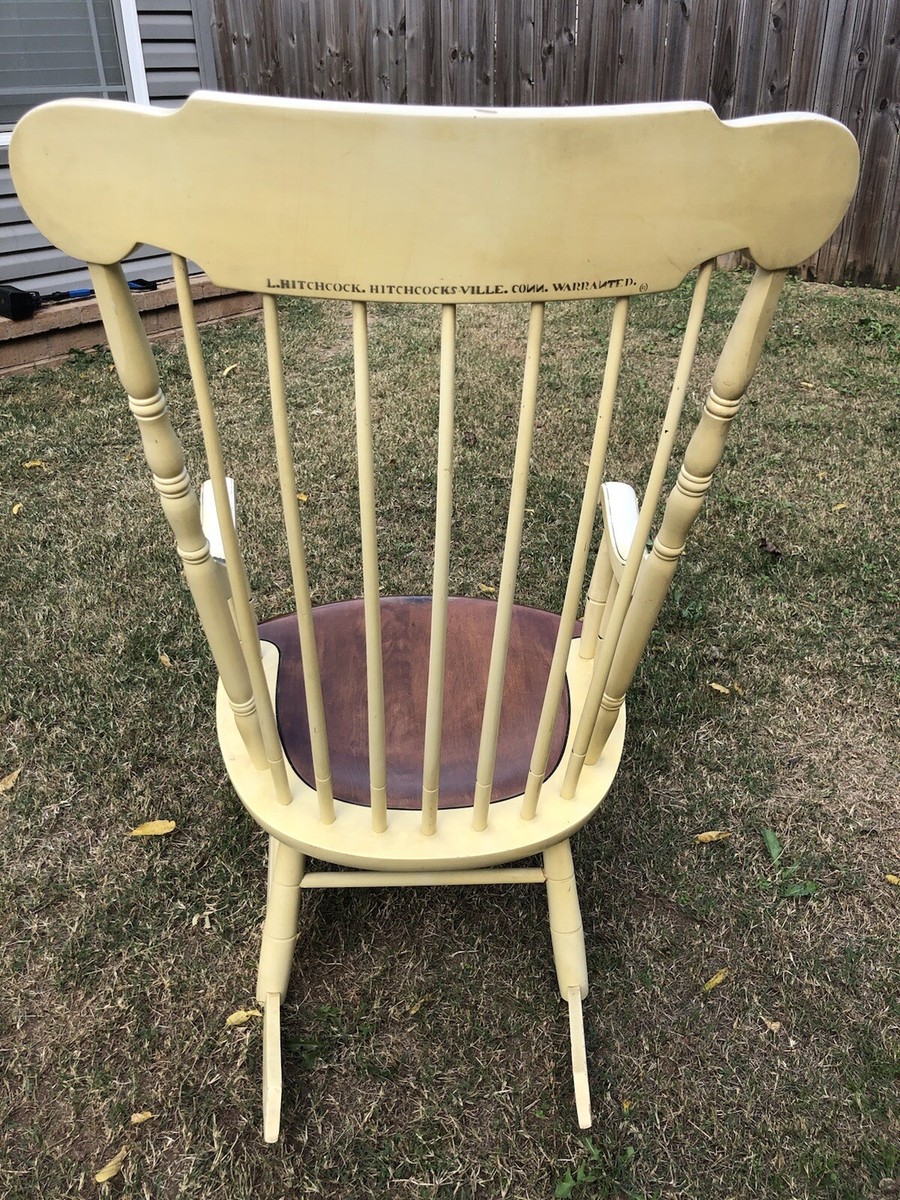 Vintage Stenciled Hitchcock Gold Harvest Wooden Rocking Chair