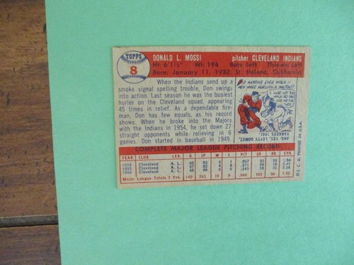 DON MOSSI(Died-2019)Signed Trimmed Index Card w/8 x 11 Display w/1957 Topps Card - Picture 4 of 6