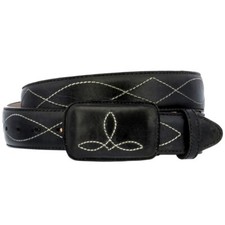 Black Western Wear Belt Rodeo Embroidered Leather Cowboy Buckle Cinto Rancho